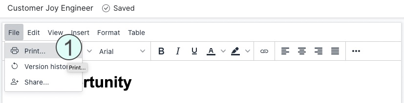 File dropdown Print