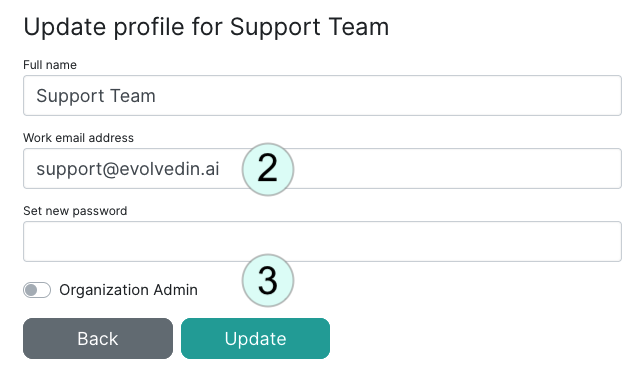 Update a user's settings
