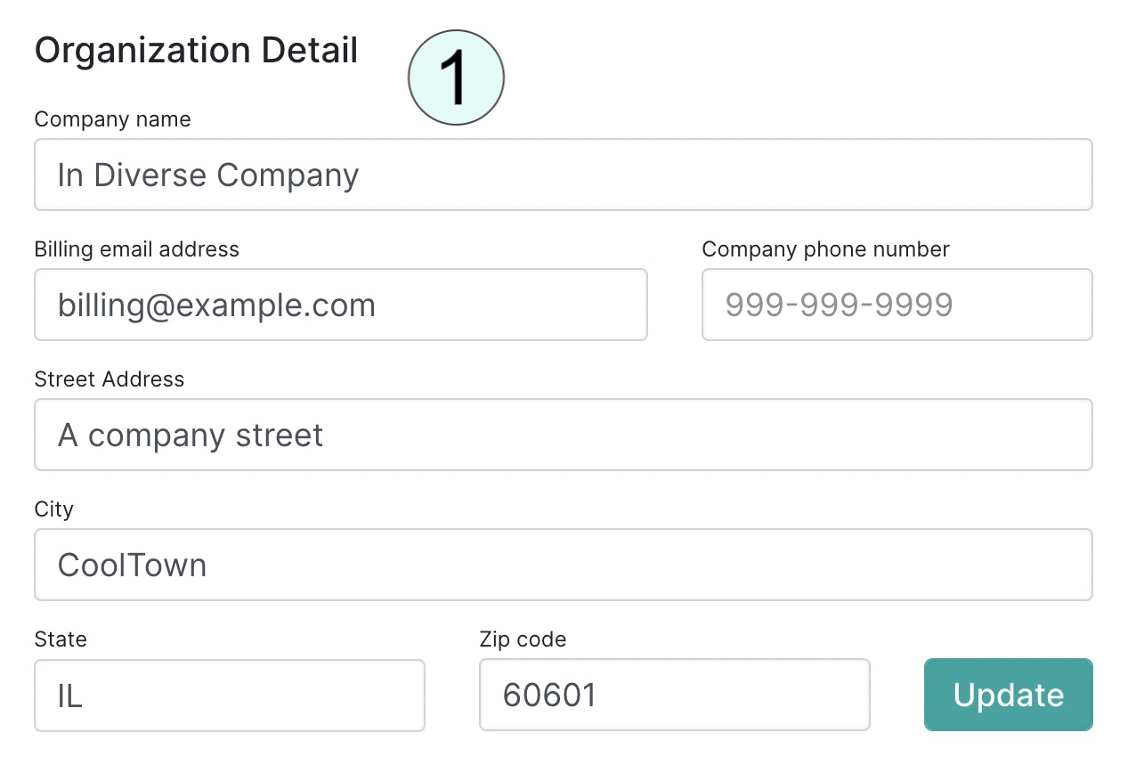 Update organization form