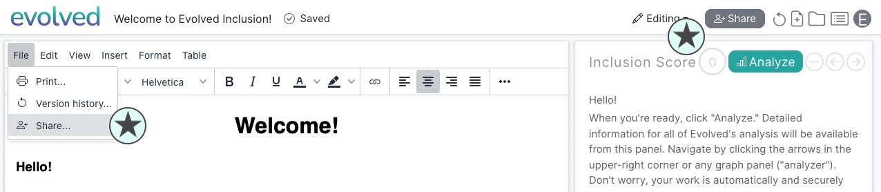 Share in editor