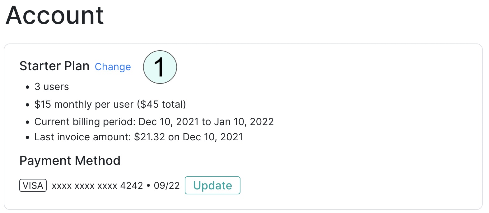 Change link in account view
