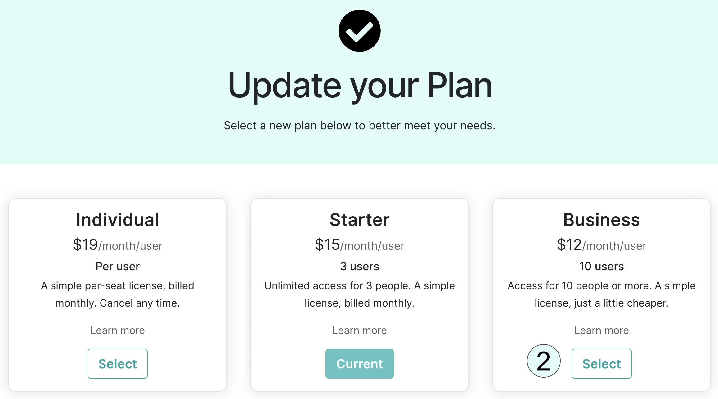 Select a new subscription