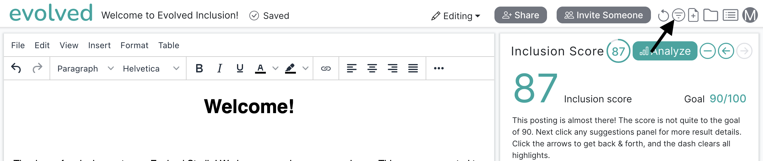 Filter button